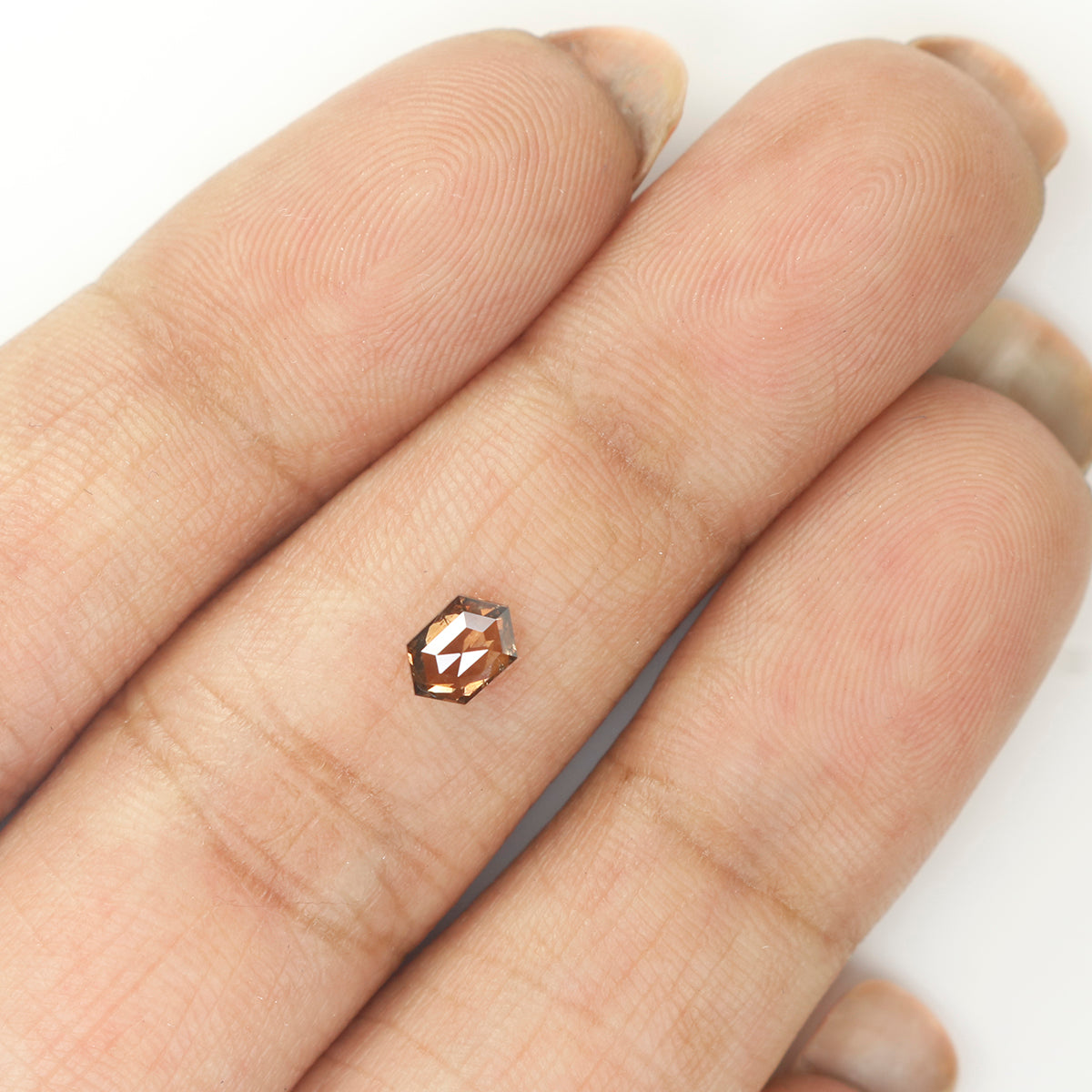0.37 CT Natural Loose Hexagon Shape Diamond Brown Color Hexagon Shape Diamond 5.30 MM Natural Brown Color Hexagon Rose Cut Diamond QK2317