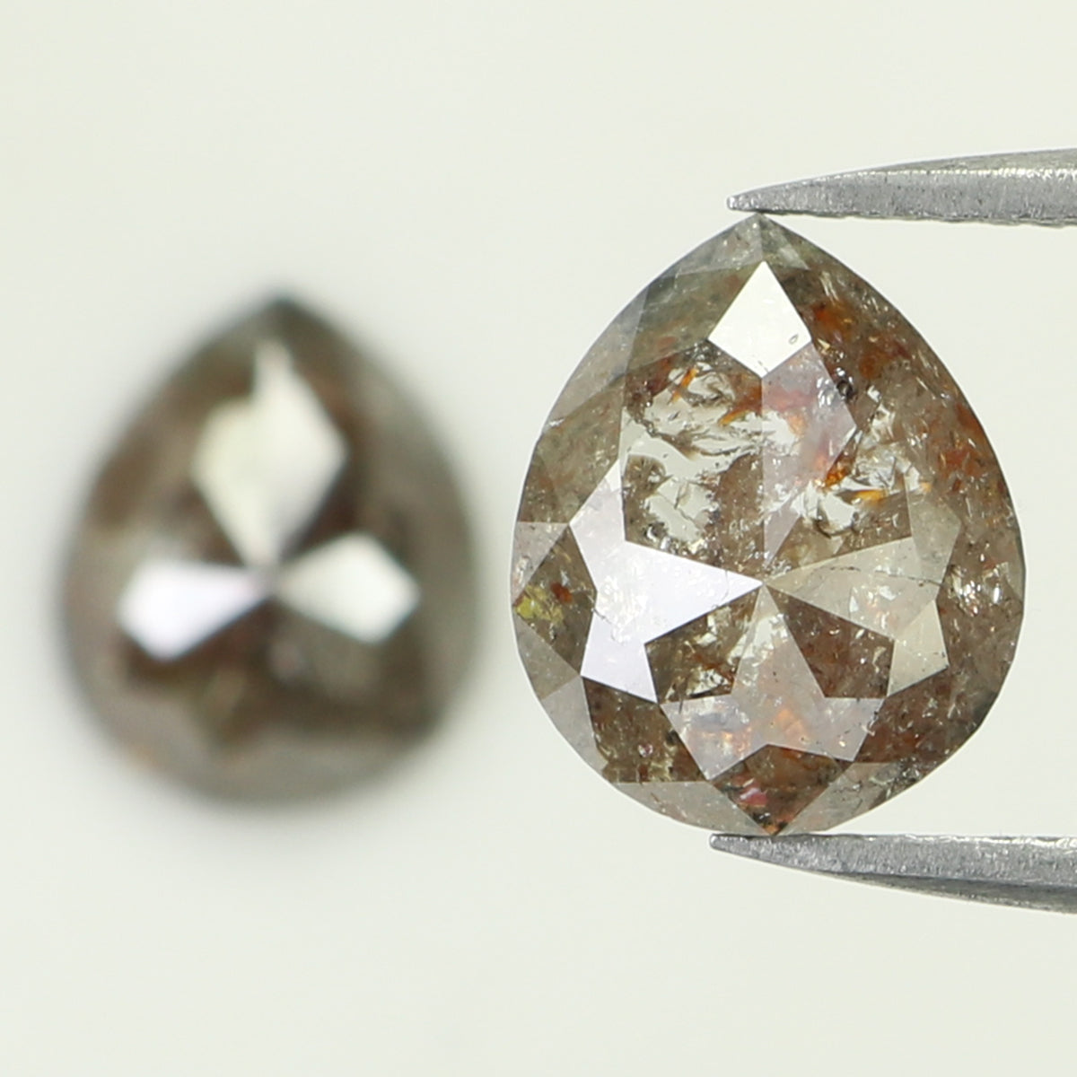 3.93 CT Natural Loose Pear Cut Pair Diamond Brown Color Pear Shape Diamond 9.85 MM Natural Loose Brown Diamond Pear Rose Cut Diamond QL6618