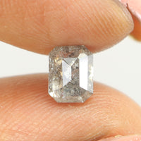 0.89 CT Emerald Cut Diamond, Salt And Pepper Diamond, Natural Loose Diamond, Black Diamond, Grey Diamond, Antique Rose Cut Diamond KDL020