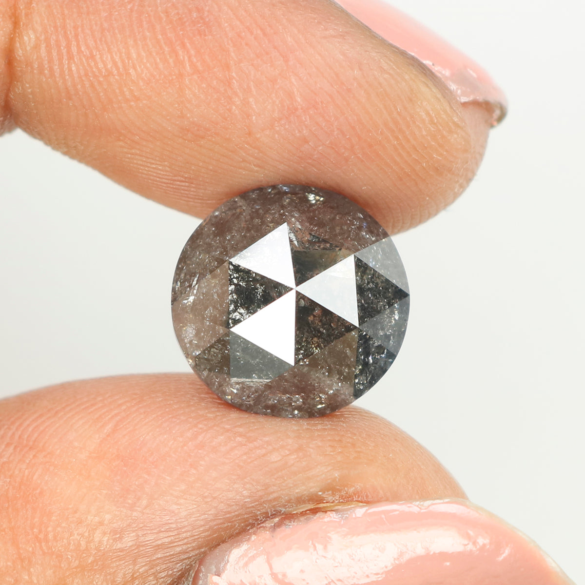 5.10 CT Natural Loose Round Rose Cut Diamond Salt And Pepper Round Diamond 10.30 MM Natural Loose Black Grey Color Rose Cut Diamond QL093