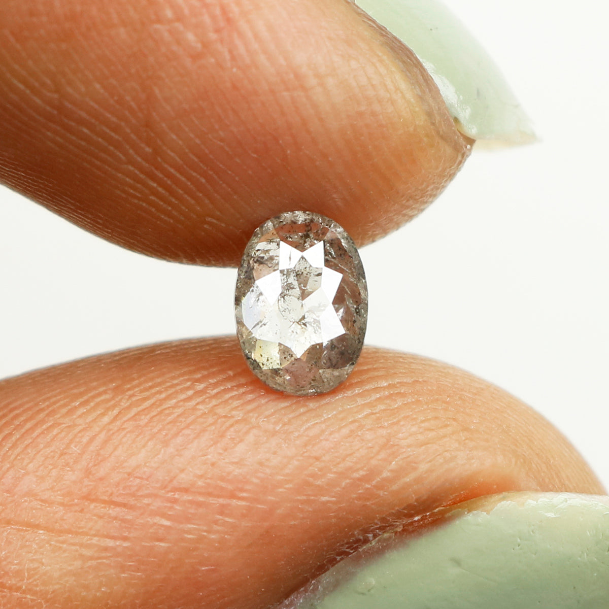 0.36 CT Natural Loose Oval Shape Diamond Salt And Pepper Oval Diamond 5.50 MM Natural Diamond Black Grey Color Oval Rose Cut Diamond LQ424