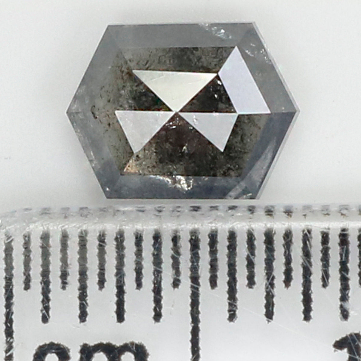 0.80 CT Natural Loose Hexagon Shape Diamond Salt And Pepper Hexagon Diamond 6.30 MM Black Grey Color Hexagon Shape Rose Cut Diamond QL637
