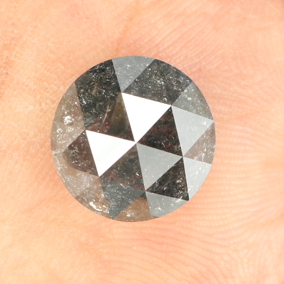 5.10 CT Natural Loose Round Rose Cut Diamond Salt And Pepper Round Diamond 10.30 MM Natural Loose Black Grey Color Rose Cut Diamond QL093