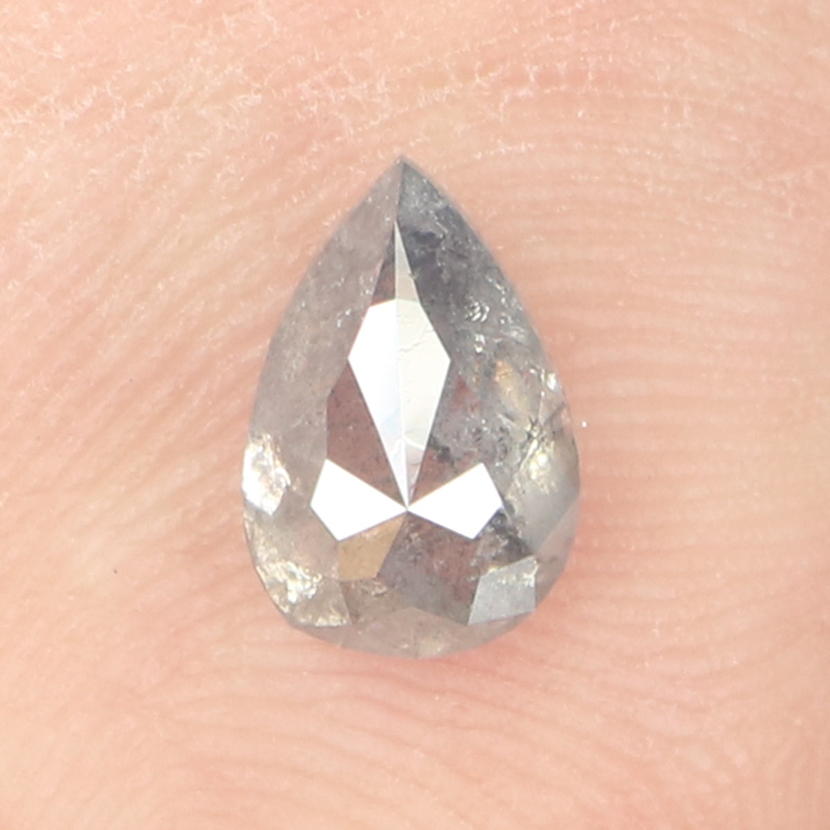 1.03 CT Natural Loose Pear Shape Diamond Salt And Pepper Pear Rose Cut Diamond 7.70 MM Black Grey Color Pear Shape Rose Cut Diamond QL9950