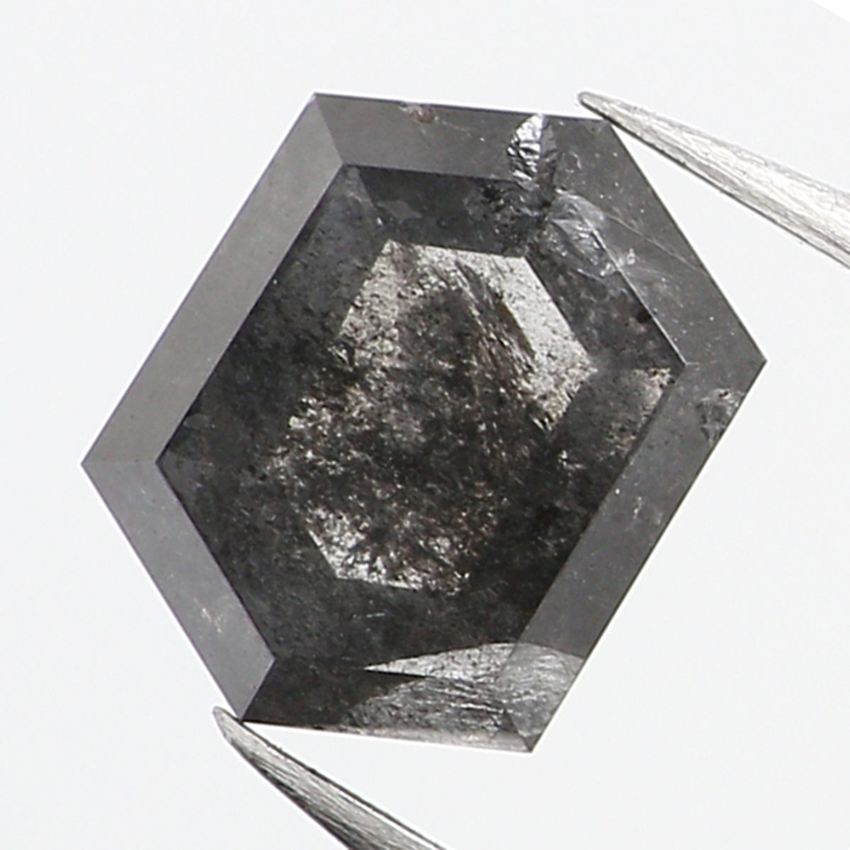 0.80 CT Natural Loose Hexagon Shape Diamond Salt And Pepper Hexagon Diamond 6.30 MM Black Grey Color Hexagon Shape Rose Cut Diamond QL637