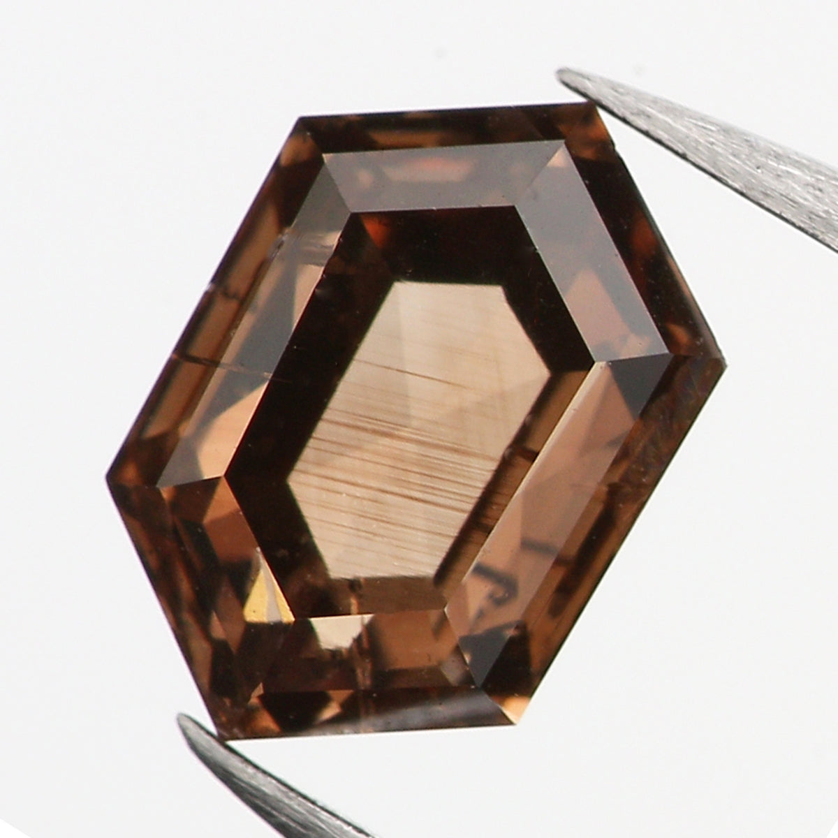0.37 CT Natural Loose Hexagon Shape Diamond Brown Color Hexagon Shape Diamond 5.30 MM Natural Brown Color Hexagon Rose Cut Diamond QK2317