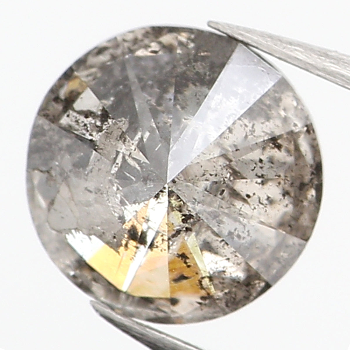 0.82 Ct Natural Loose Diamond, Salt And Pepper Diamond, Round Brilliant Cut Diamond, Black Diamond, Grey Diamond, Rustic Diamond, L605