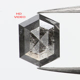 0.80 Ct Natural Loose Diamond, Hexagon Diamond, Salt and Pepper Diamond, Black Gray Diamond, Polished Diamond, Rose Cut Diamond, KDL637