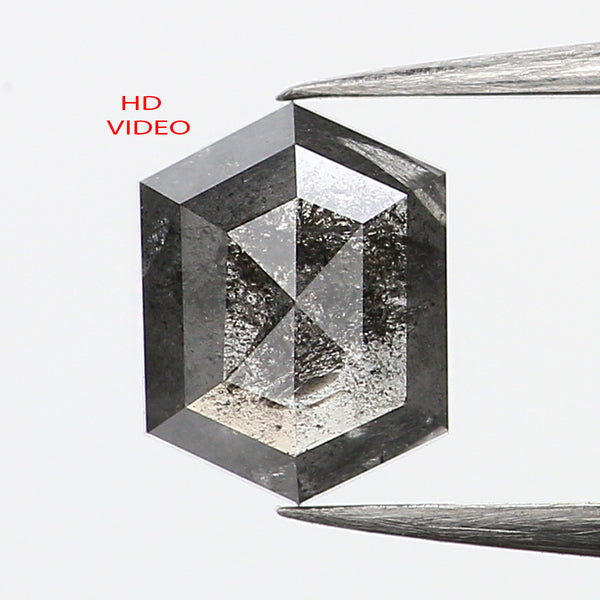 0.80 Ct Natural Loose Diamond, Hexagon Diamond, Salt and Pepper Diamond, Black Gray Diamond, Polished Diamond, Rose Cut Diamond, KDL637