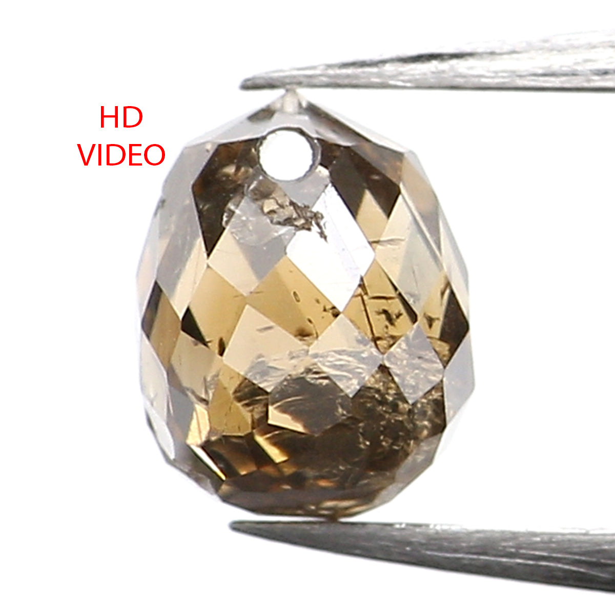 0.75 Ct Natural Loose Diamond, Briolette Diamond, Brown Diamond, Briolette Cut Bead Diamond, Polished Diamond, Faceted Diamond L126