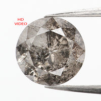 0.82 Ct Natural Loose Diamond, Salt And Pepper Diamond, Round Brilliant Cut Diamond, Black Diamond, Grey Diamond, Rustic Diamond, L605