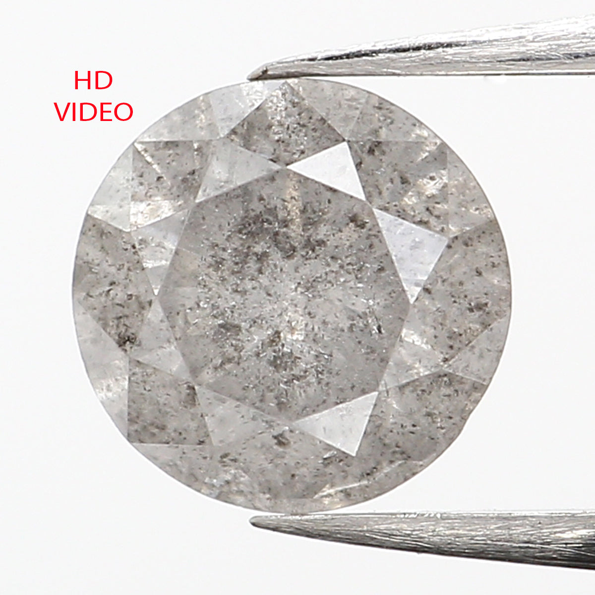 0.76 Ct Natural Loose Diamond, Round Brilliant Cut, Salt Pepper Diamond, Black Diamond, Gray Diamond, Rustic Diamond, L5008