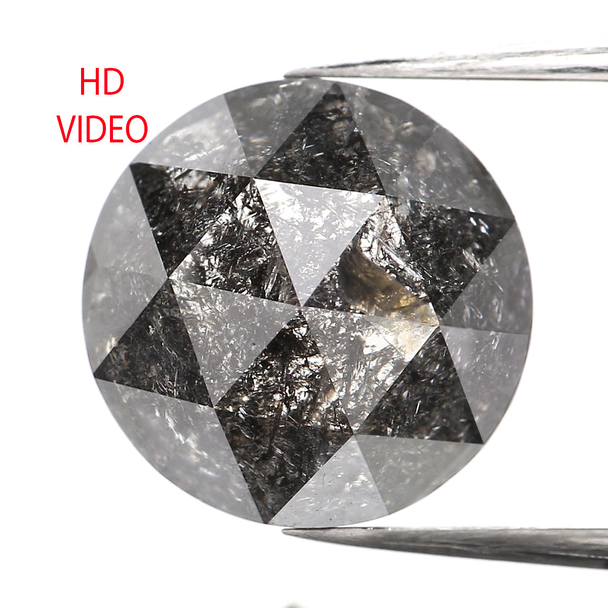5.10 CT Natural Loose Round Rose Cut Diamond Salt And Pepper Round Diamond 10.30 MM Natural Loose Black Grey Color Rose Cut Diamond QL093
