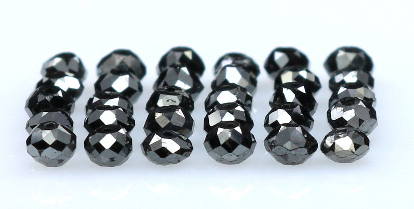 Natural Loose Diamond Black Round Bead 1.50 to 3.10 MM  1.00 Ct Lot Q52