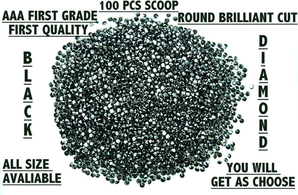 Natural Loose Diamond Round Black Color I3 Clarity 100 Pcs Q34