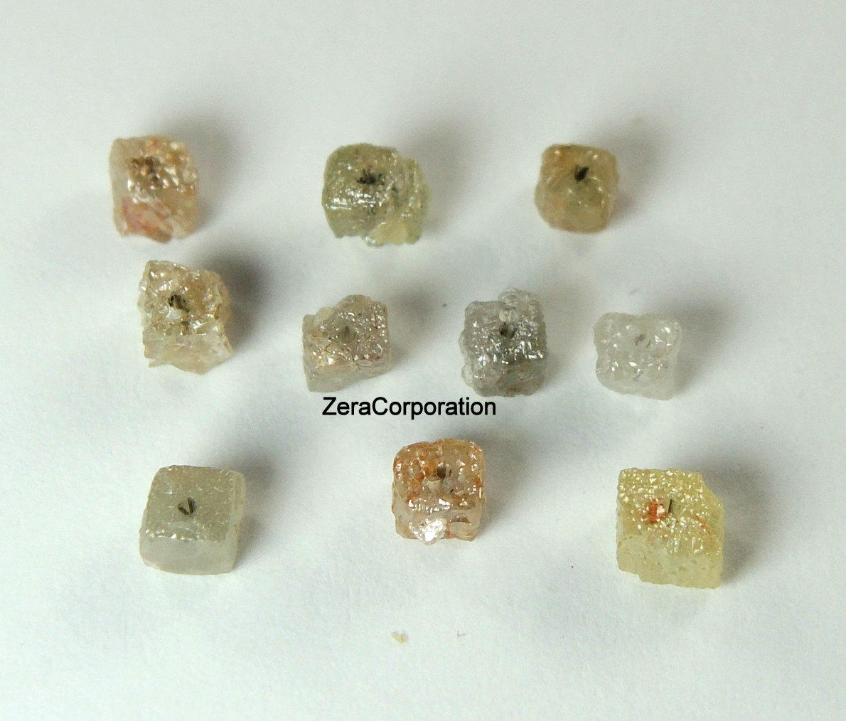 Natural Loose Diamond Rough Cube Bead Mix Color Drilled Uncut 2.00 to 3.00 MM 1.00 Ct Lot Q128