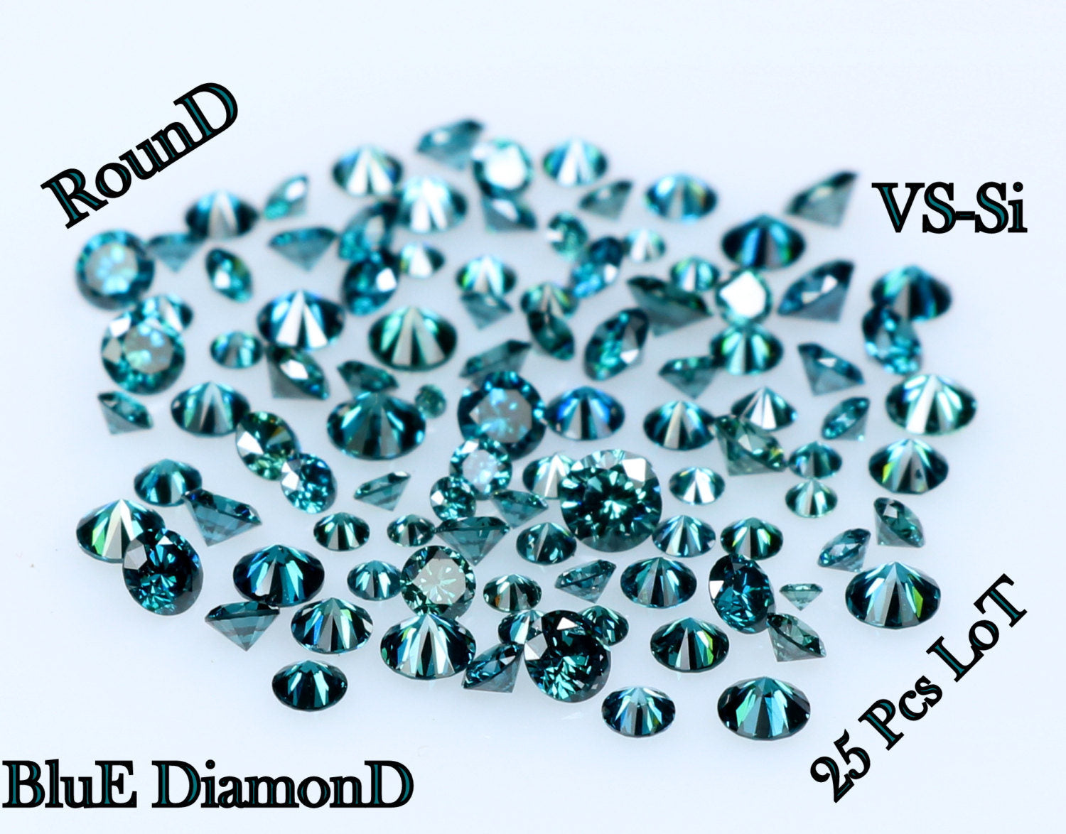 Natural Loose Diamond Round Shape Blue Color VS1 SI1 Clarity 25 Pcs Lot Q23