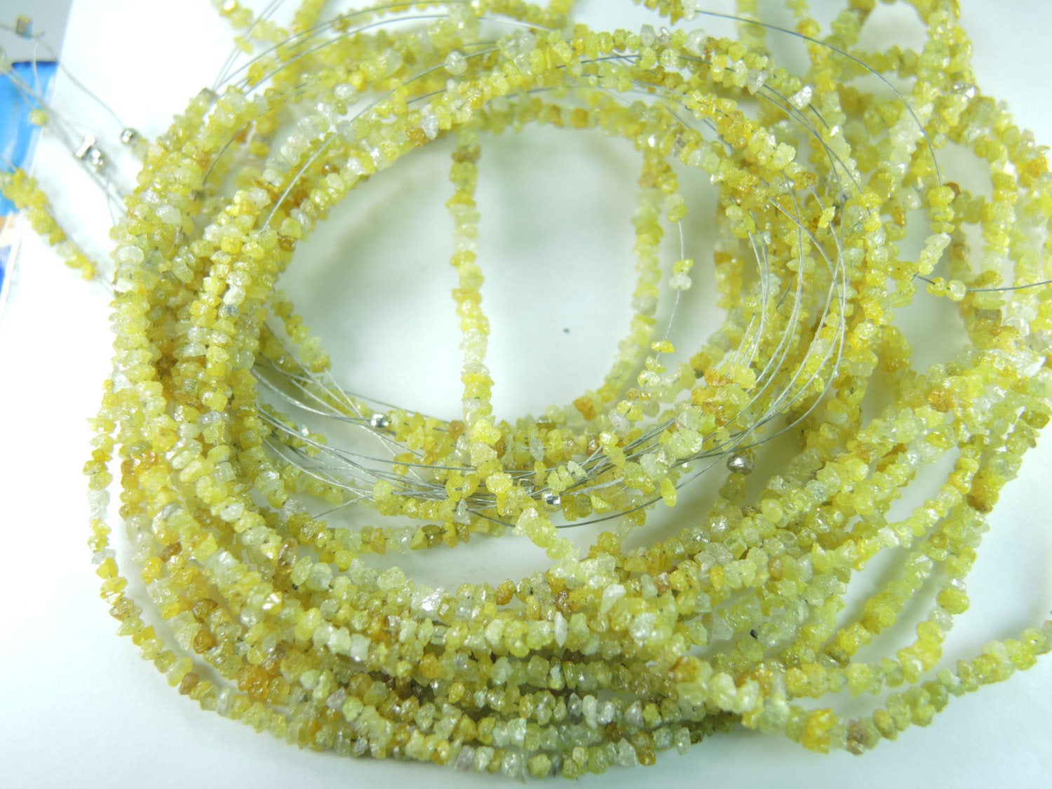 Natural Loose Diamond Rough Beads Yellow Color I3 Clarity 16 inches Q120