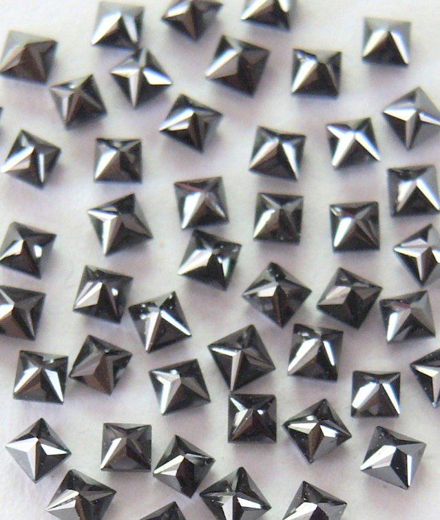 Natural Loose Diamond Princess Black Color I3 Clarity AAA Grade 1.5 To 1.5 MM 5 Pcs Lot Q46-1