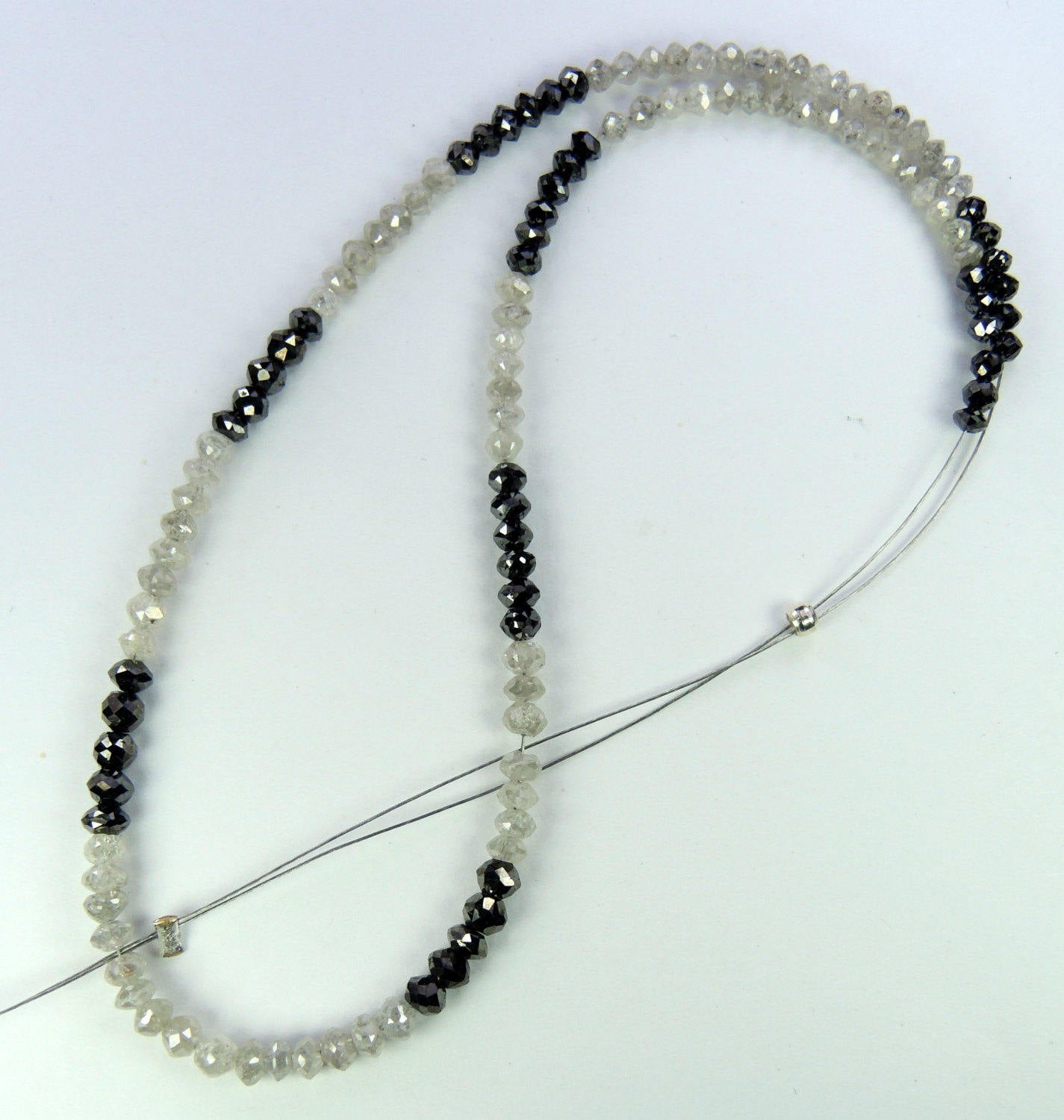 Natural Loose Diamond Bead Shape Black White Color 8.00 inches 9.48 Ct Q66