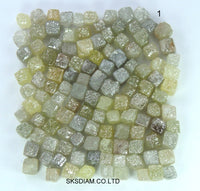 Natural Loose Diamond Undrilled Uncut Rough Cube Shape Yellow Grey Color I3 Clarity 2.00 to 4.00 MM 1.00 Ct Lot Q126