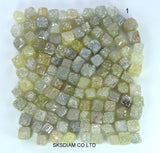 Natural Loose Diamond Undrilled Uncut Rough Cube Shape Yellow Grey Color I3 Clarity 2.00 to 4.00 MM 1.00 Ct Lot Q126