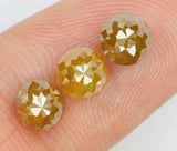 Natural Loose Diamond Round Rose Cut Yellow Coffee Color I3 Clarity 3 Pcs 1.94 Ct L6528