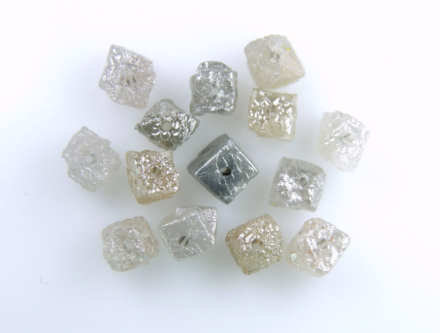 Natural Loose Diamond Rough Cube Mix Grey Color I3 Clarity 5 Pcs Lot 3.10 to 3.50 MM Q138
