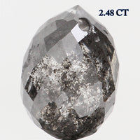 Natural Loose Diamond Drop Black Grey Salt And Pepper Color I1 Clarity 8.10 MM 2.48 Ct KDL5682