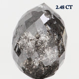 Natural Loose Diamond Drop Black Grey Salt And Pepper Color I1 Clarity 8.10 MM 2.48 Ct KDL5682