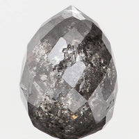 Natural Loose Diamond Drop Black Grey Salt And Pepper Color I1 Clarity 8.10 MM 2.48 Ct KDL5682