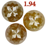 Natural Loose Diamond Round Rose Cut Yellow Coffee Color I3 Clarity 3 Pcs 1.94 Ct L6528