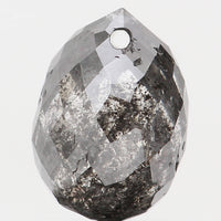 Natural Loose Diamond Drop Black Grey Salt And Pepper Color I1 Clarity 8.10 MM 2.48 Ct KDL5682