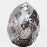 Natural Loose Diamond Drop Black Grey Salt And Pepper Color I1 Clarity 8.10 MM 2.48 Ct KDL5682