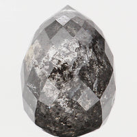 Natural Loose Diamond Drop Black Grey Salt And Pepper Color I1 Clarity 8.10 MM 2.48 Ct KDL5682