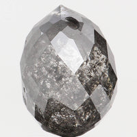Natural Loose Diamond Drop Black Grey Salt And Pepper Color I1 Clarity 8.10 MM 2.48 Ct KDL5682