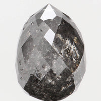 Natural Loose Diamond Drop Black Grey Salt And Pepper Color I1 Clarity 8.10 MM 2.48 Ct KDL5682