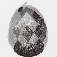 Natural Loose Diamond Drop Black Grey Salt And Pepper Color I1 Clarity 8.10 MM 2.48 Ct KDL5682