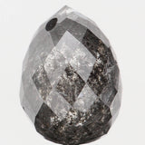 Natural Loose Diamond Drop Black Grey Salt And Pepper Color I1 Clarity 8.10 MM 2.48 Ct KDL5682