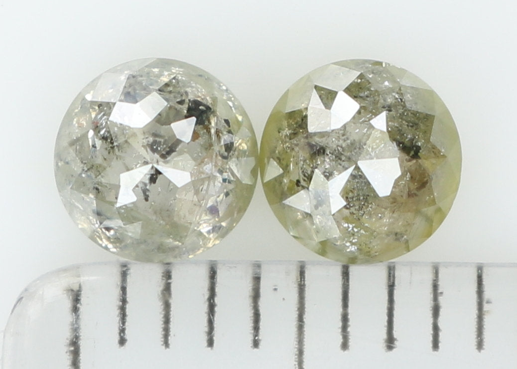 Natural Loose Diamond Round Rose Cut Grey Color I3 Clarity 2 Pcs 0.97 Ct L6427