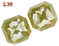 Natural Loose Diamond Radiant Pair Green Color I3 Clarity 2 Pcs 2.39 Ct KDK622