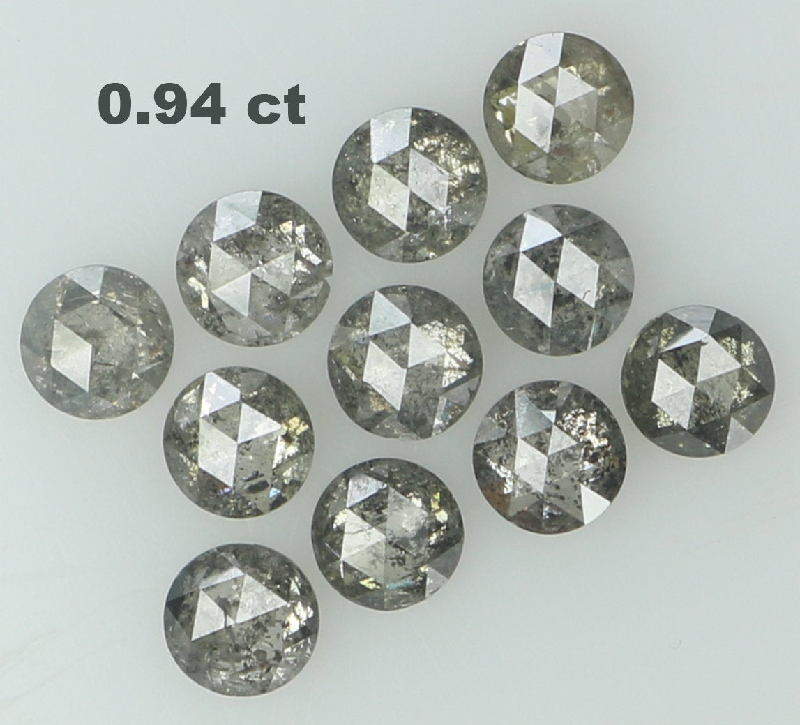 Natural Loose Diamond Round Rose Cut Black Grey Color I3 Clarity 11 Pcs 0.94 Ct KDK1150