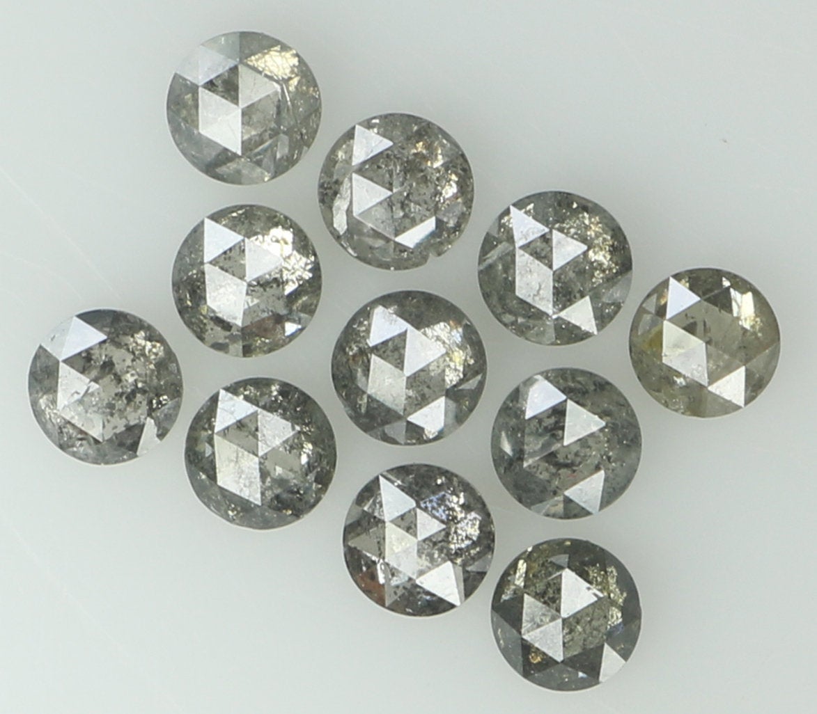 Natural Loose Diamond Round Rose Cut Black Grey Color I3 Clarity 11 Pcs 0.94 Ct KDK1150