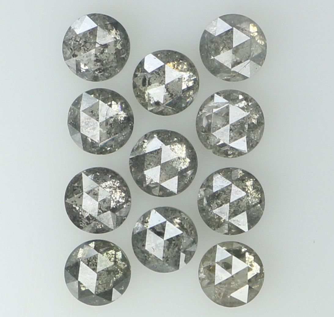 Natural Loose Diamond Round Rose Cut Black Grey Color I3 Clarity 11 Pcs 0.94 Ct KDK1150