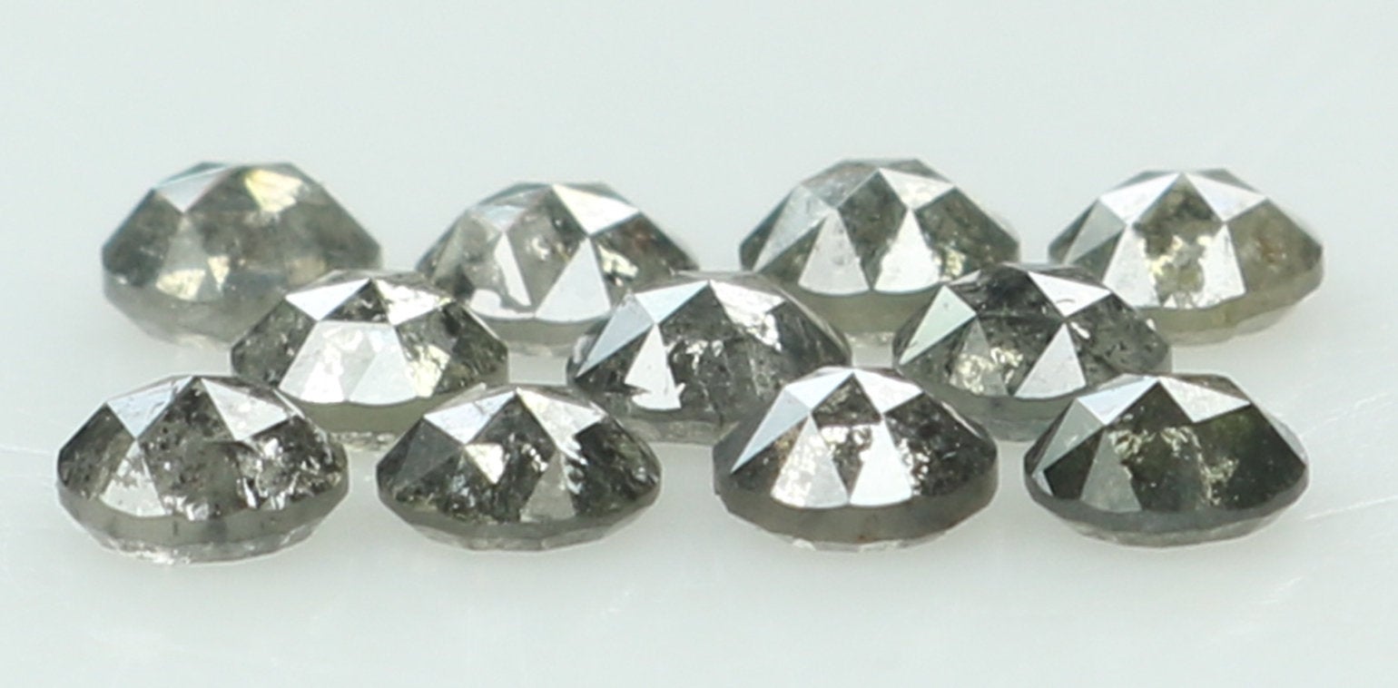 Natural Loose Diamond Round Rose Cut Black Grey Color I3 Clarity 11 Pcs 0.94 Ct KDK1150