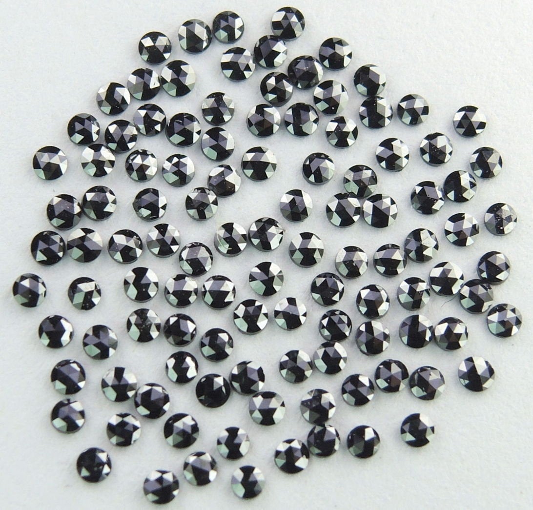 Natural Loose Diamond Black Round Rose Cut I3 Clarity 1.0 To 3.30 MM 1.00 Ct Q40