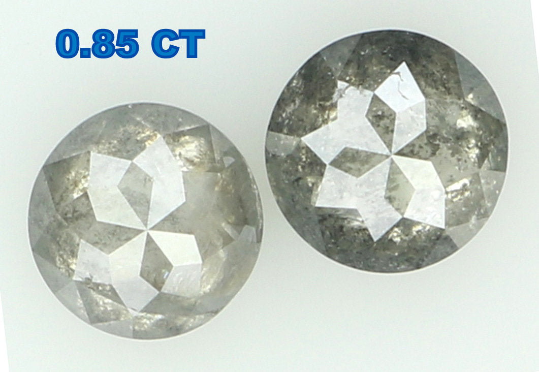 0.85 CT Natural Loose Round Rose Cut Pair Diamond Salt And Pepper Rose Cut Diamond 4.45 MM Natural Black Grey Round Rose Cut Diamond QL6309