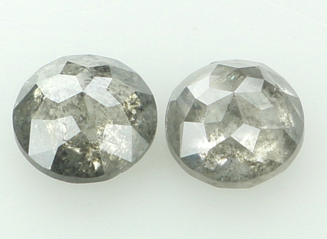 0.85 CT Natural Loose Round Rose Cut Pair Diamond Salt And Pepper Rose Cut Diamond 4.45 MM Natural Black Grey Round Rose Cut Diamond QL6309