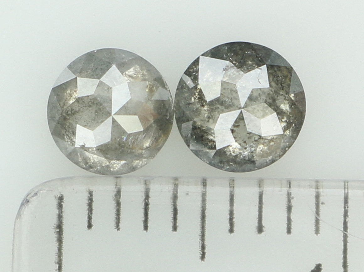 Natural Loose Diamond Round Rose Cut Grey Color I3 Clarity 2 Pcs 0.85 Ct KDL6309