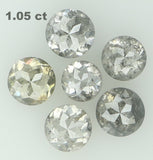 Natural Loose Diamond Round Rose Cut Grey Color I3 Clarity 6 Pcs 1.05 Ct KDL6324